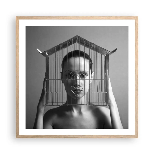 Poszter világos tölgy keretben - Kissé szürreális portré - 60x60 cm