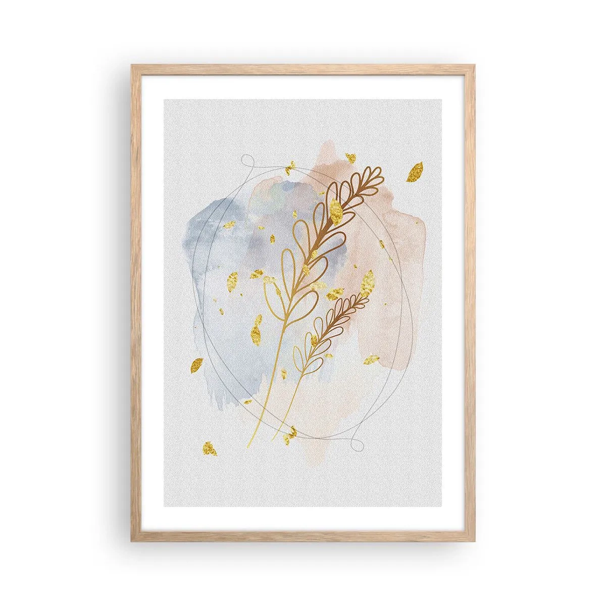 Poszter világos tölgy keretben - Aranyszínű fuvallat - 50x70 cm