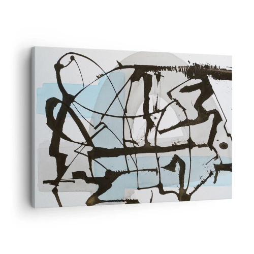 Vászonkép - Absztrakt vonalak és formák kékben és feketében - 70x50cm - Mindennek ellenére kék - Modern fali dekoráció nappalihoz és hálószobához ARTTOR