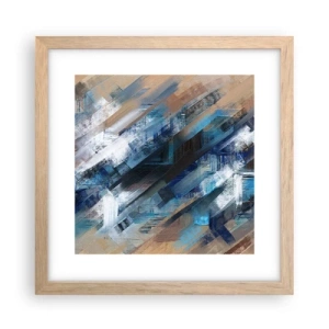 Poszter világos tölgy keretben - Kék ferdén - 30x30 cm