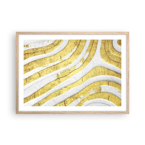 Poszter világos tölgy keretben - Kompozíció fehér és arany színben - 70x50 cm