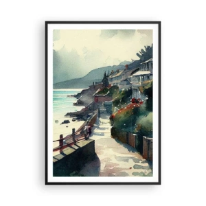 Poszter fehér keretben - Mediterrán város - 70x100 cm