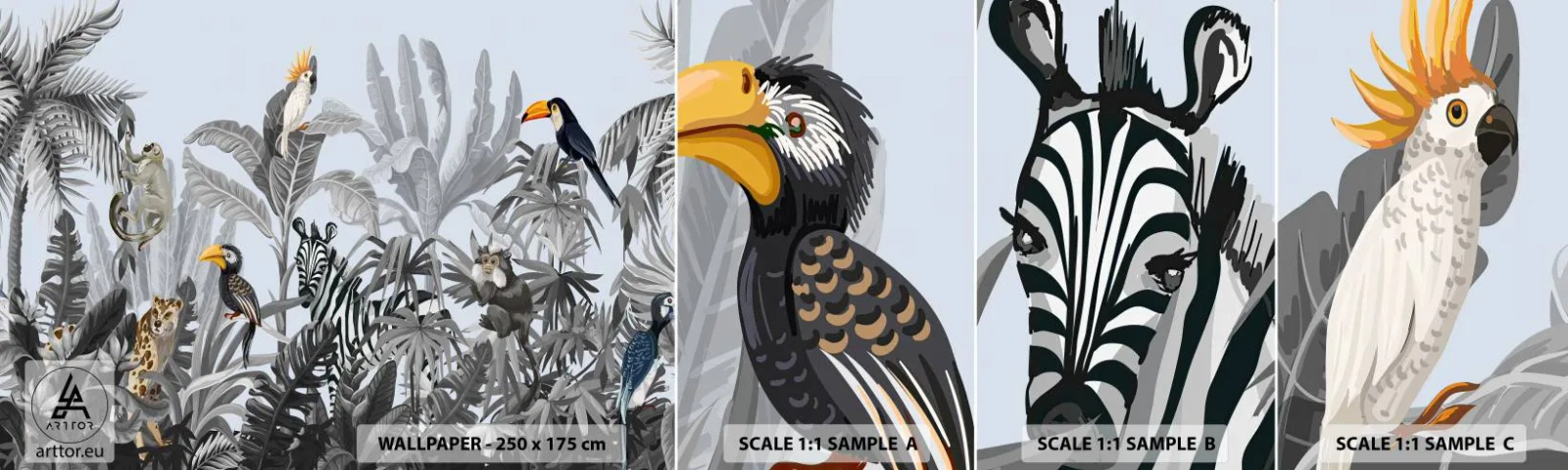 Fotótapéta Minta Öntapadós Deluxe Sticker - Afrikai mese - Absztrakció, Dzsungel, Állatok - 100x30 cm