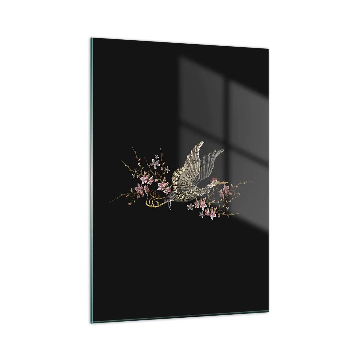 Üveg kép - Egzotikus hímzett madár - 50x70 cm