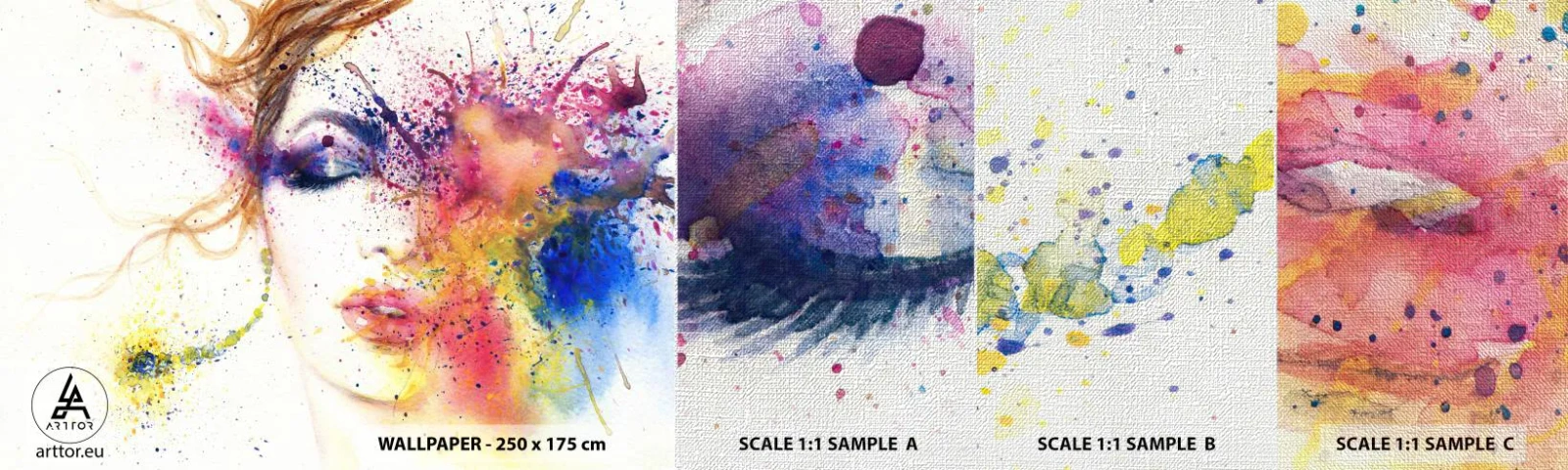 Fotótapéta Minta Premium Canvas - Szivárványszédülés - Absztrakció, Női Arc, Egy nő portréja - 100x30 cm