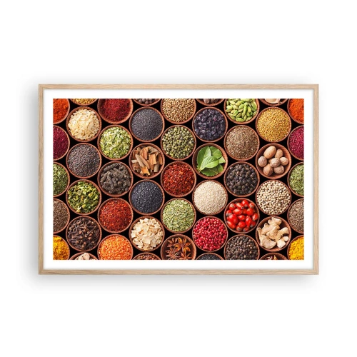 Poszter világos tölgy keretben - A világ összes íze - 91x61 cm