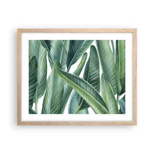 Poszter világos tölgy keretben - Zöld önmagában - 50x40 cm