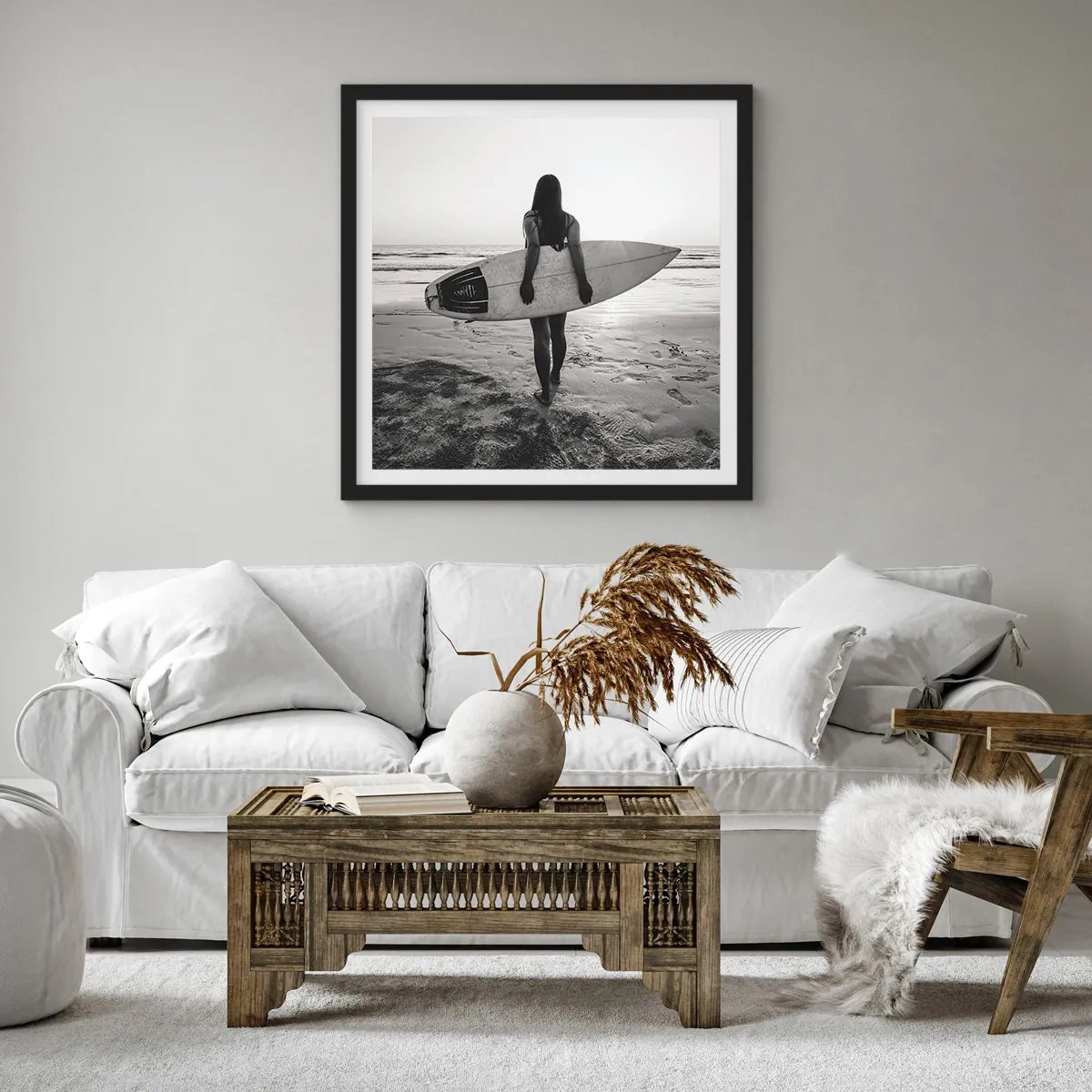 Poszter fehér keretben - Tengeri hullámok lánya - 40x40 cm