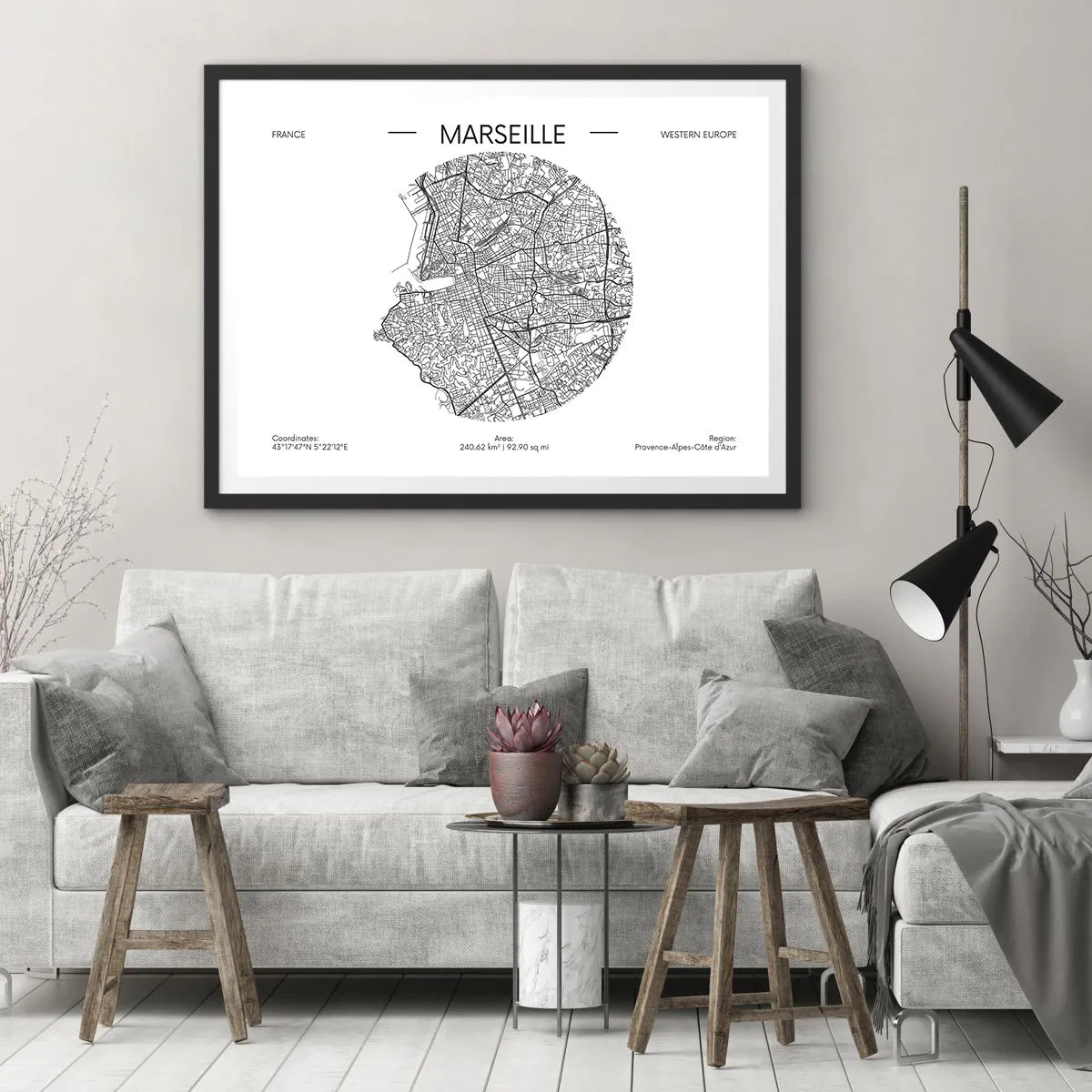 Poszter fehér keretben - Marseille anatómiája - 70x50 cm
