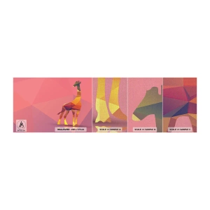 Fotótapéta Minta Premium Canvas - A szavanna színeiben - Állatok, Zsiráf, Geometriai ábra - 100x30 cm