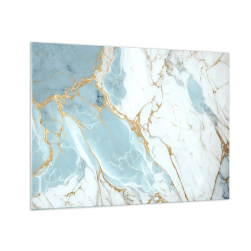 Üveg kép - Absztrakt márvány kék és arany árnyalatokban - 70x50cm - A kő gazdagsága - Modern fali dekoráció nappalihoz és hálószobához ARTTOR
