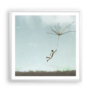 Poszter fekete keretben - Sárkányrepülők, pitypangok, szél - 60x60 cm