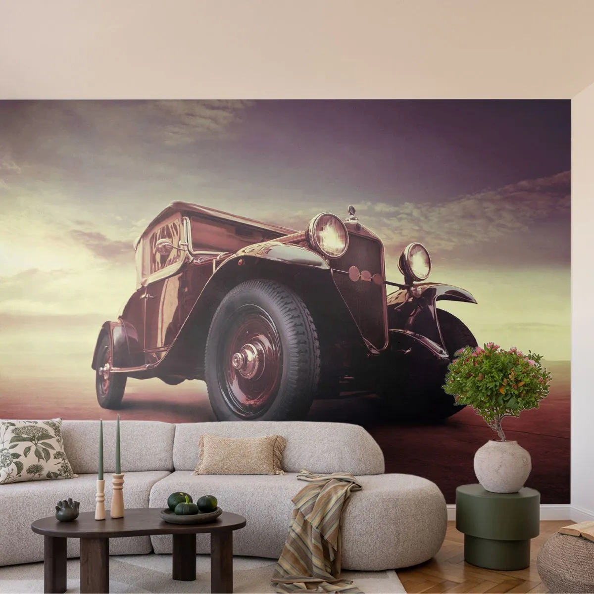 Fotótapéta Premium Sand - Térjünk vissza, mint a régi időkben... - Autóipari, Retro autó, Szüret - 100x70 cm