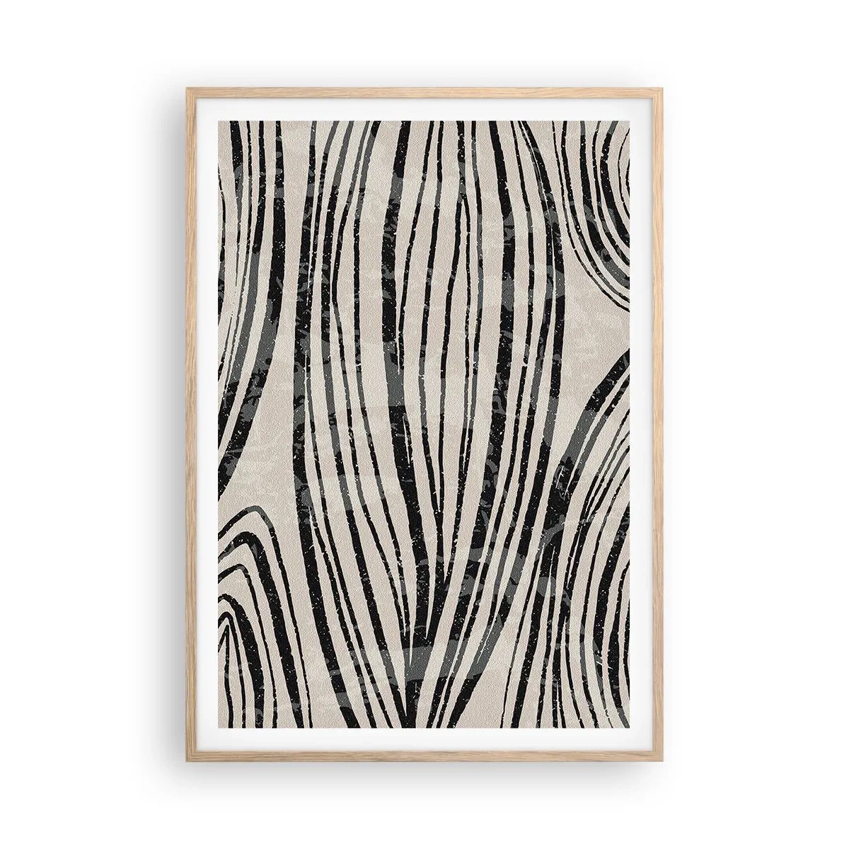Poszter világos tölgy keretben - Vonalak csobbanása - 70x100 cm