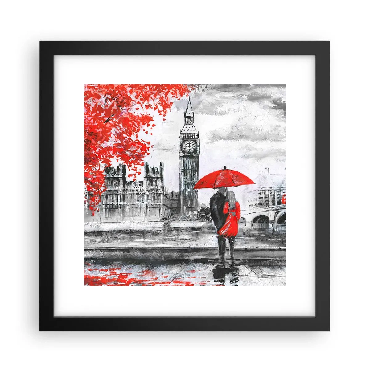 Poszter fehér keretben - Szerelmesek Londonban - 30x30 cm