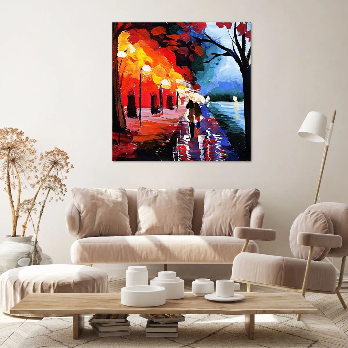 Vászonkép - Lángoló ősz a parkban - 60x60 cm