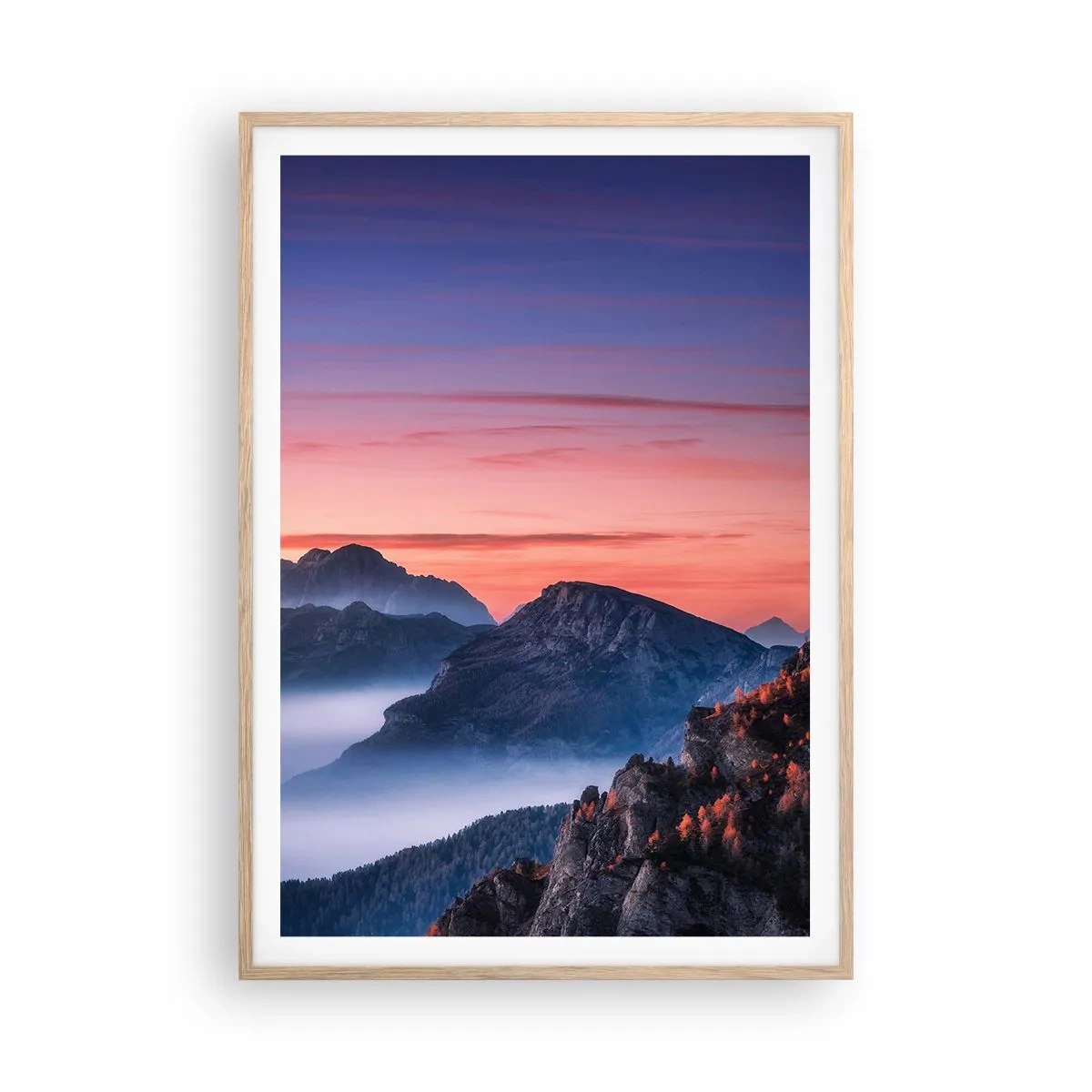 Poszter világos tölgy keretben - A völgyek fölött - 70x100 cm