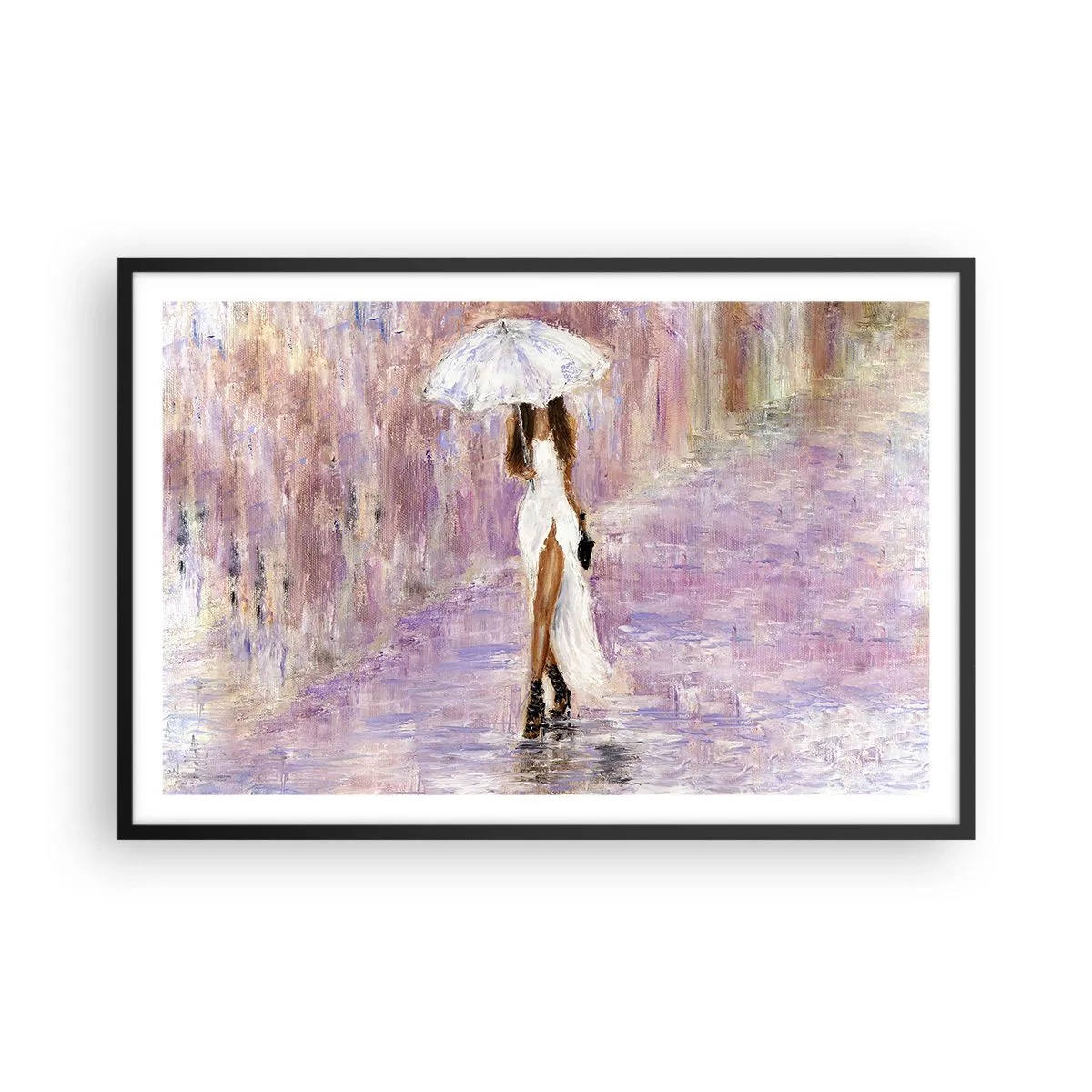 Poszter fehér keretben - A liliomos esőben - 91x61 cm