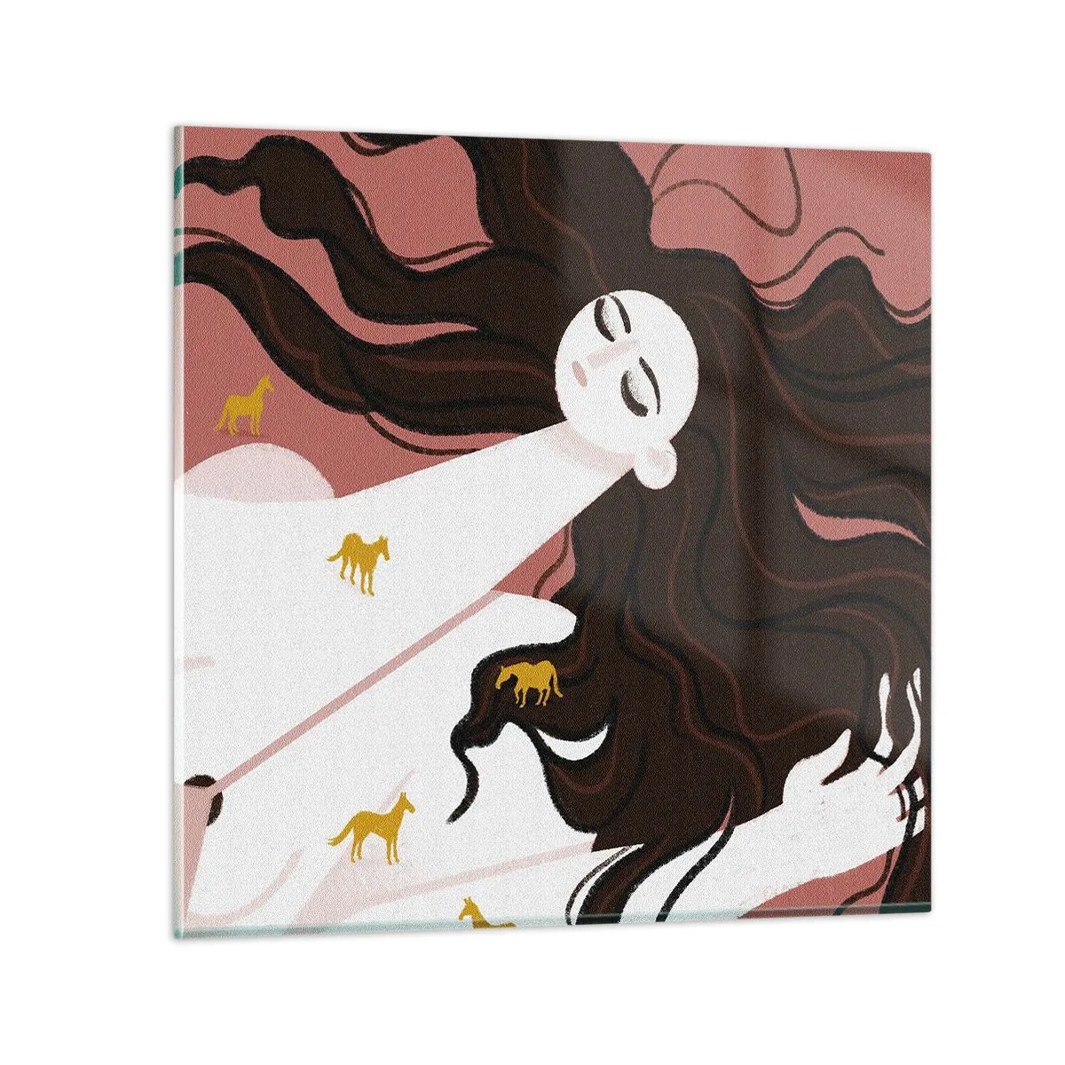 Üveg kép - Álom egy arany lóról - 70x70 cm