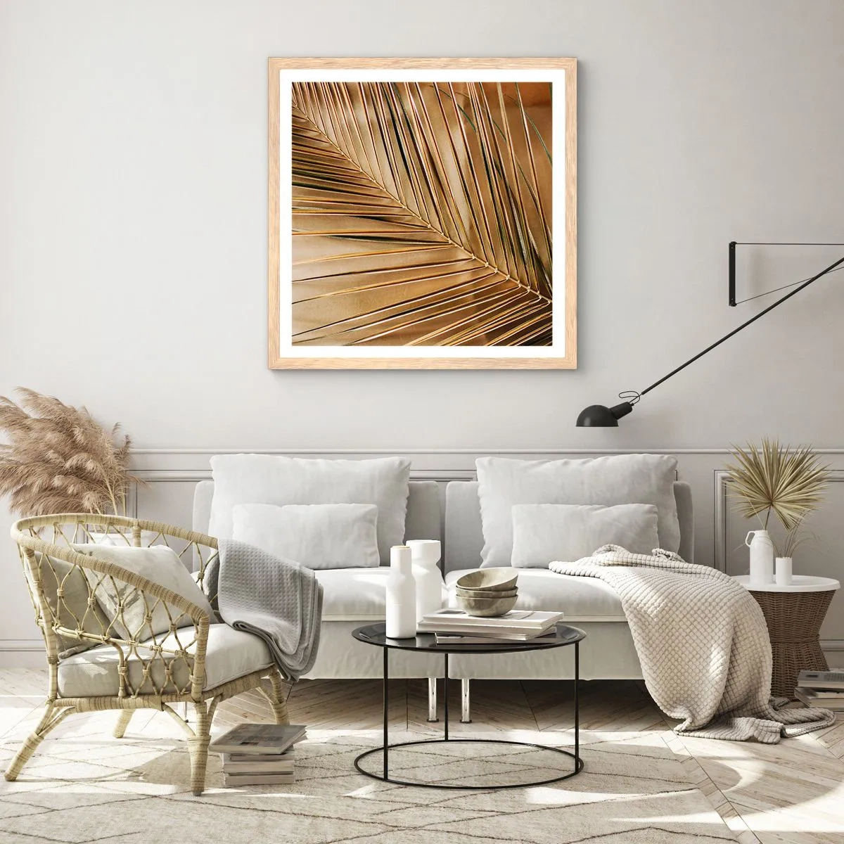 Poszter világos tölgy keretben - Természetes oszlopsor - 60x60 cm