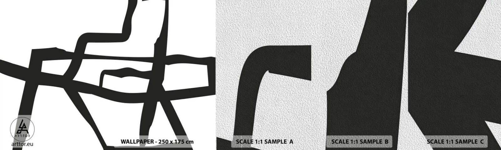 Fotótapéta Minta Premium Sand - Fekete-fehér konstrukció - Vonal, Fekete és fehér, Absztrakcionizmus - 100x30 cm