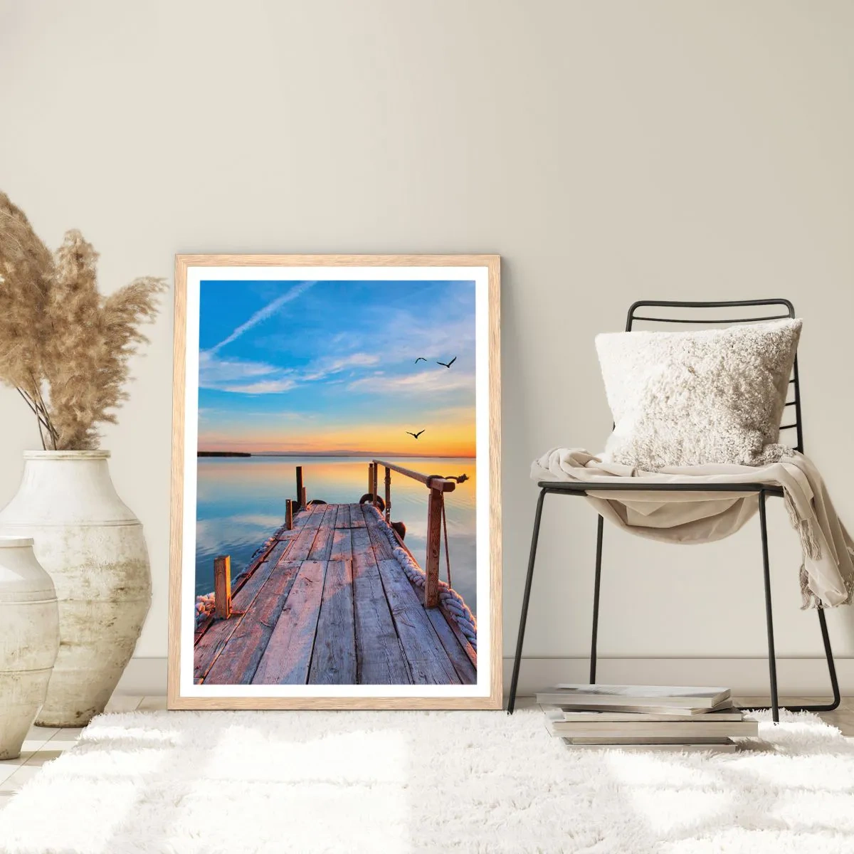 Poszter világos tölgy keretben - Menj egyenesen a nap felé - 70x100 cm