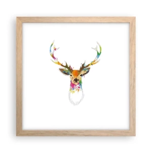 Poszter világos tölgy keretben - Színben fürdő gyengéd szarvas - 30x30 cm