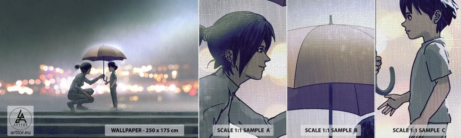 Fotótapéta Minta Premium Canvas - És most minden rendben - Gyerekeknek, Család, Esernyő - 100x30 cm