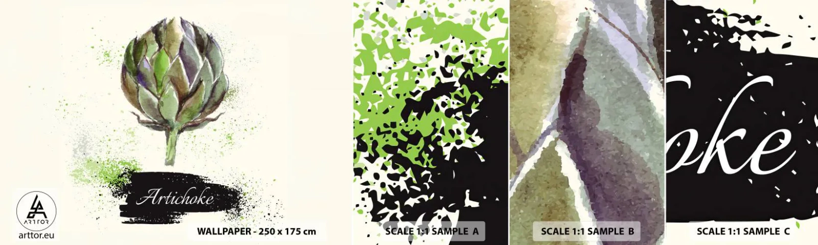 Fotótapéta Minta Standard Eco - Eviva zöldségek! - Articsóka, Konyha, Vízfestmény - 100x30 cm