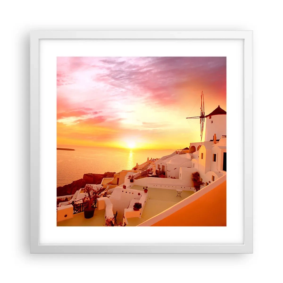 Poszter fekete keretben - Szétfolyni a fehérben és aranyban - 40x40 cm