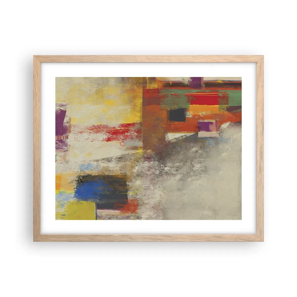Poszter világos tölgy keretben - Színgeometria - 50x40 cm