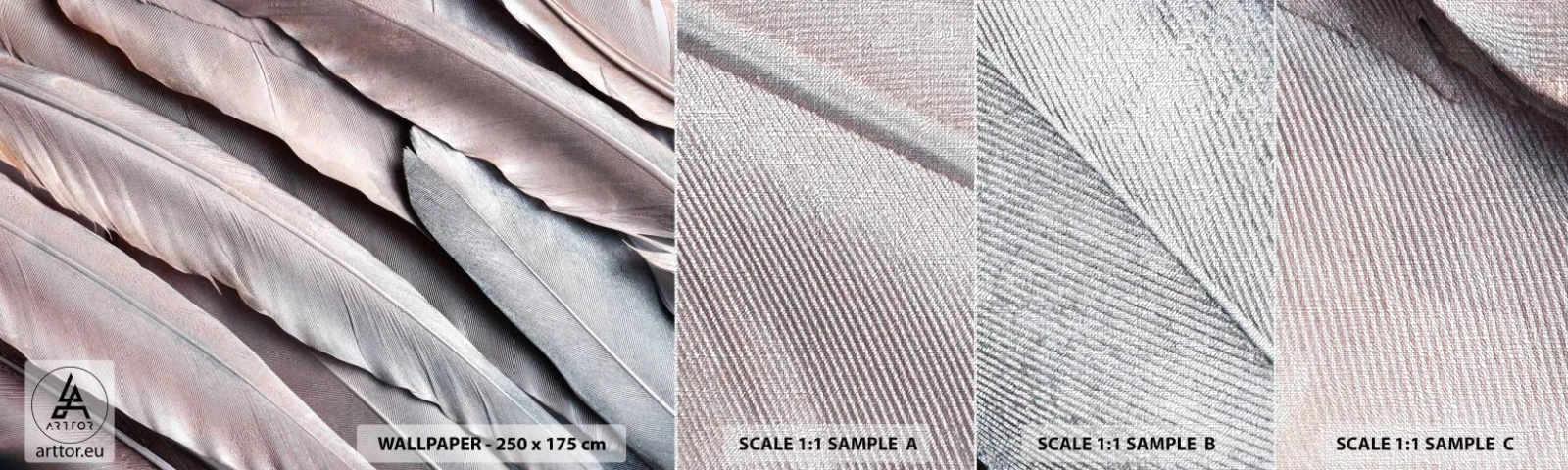 Fotótapéta Minta Premium Canvas - Rózsaszín ezüstben - Madártoll, Grafika, Boho - 100x30 cm