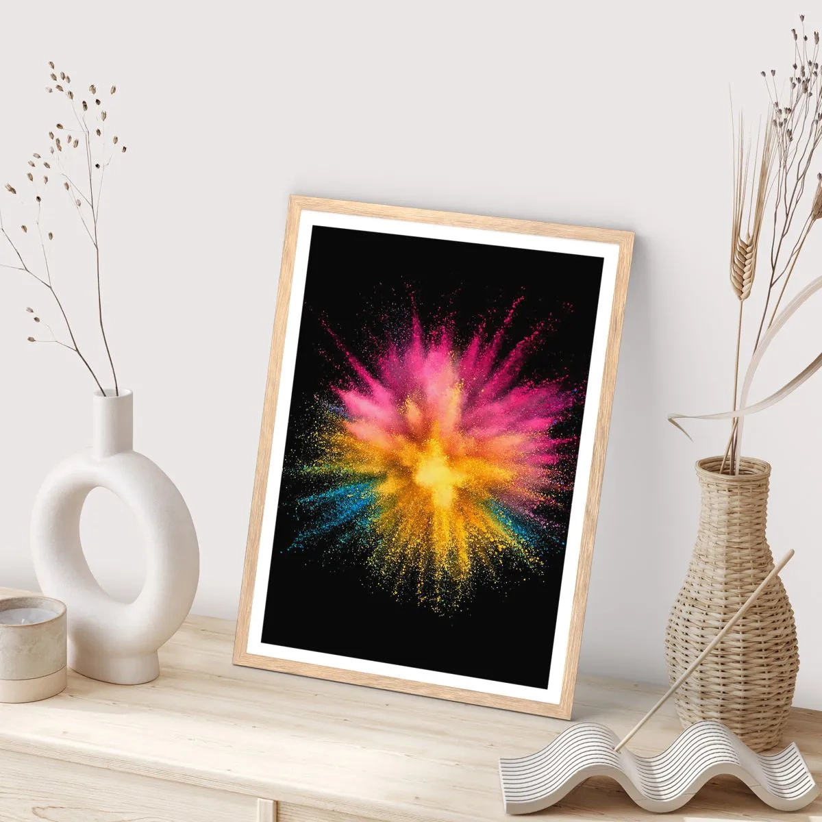 Poszter világos tölgy keretben - A színek születése - 70x100 cm