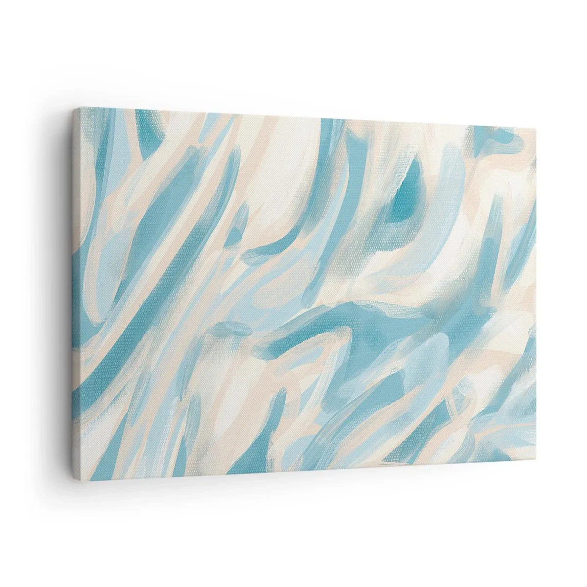 Vászonkép - Absztrakt kék csíkok világos háttér előtt - 70x50cm - Tavaszi szellők - Modern fali dekoráció nappalihoz és hálószobához ARTTOR