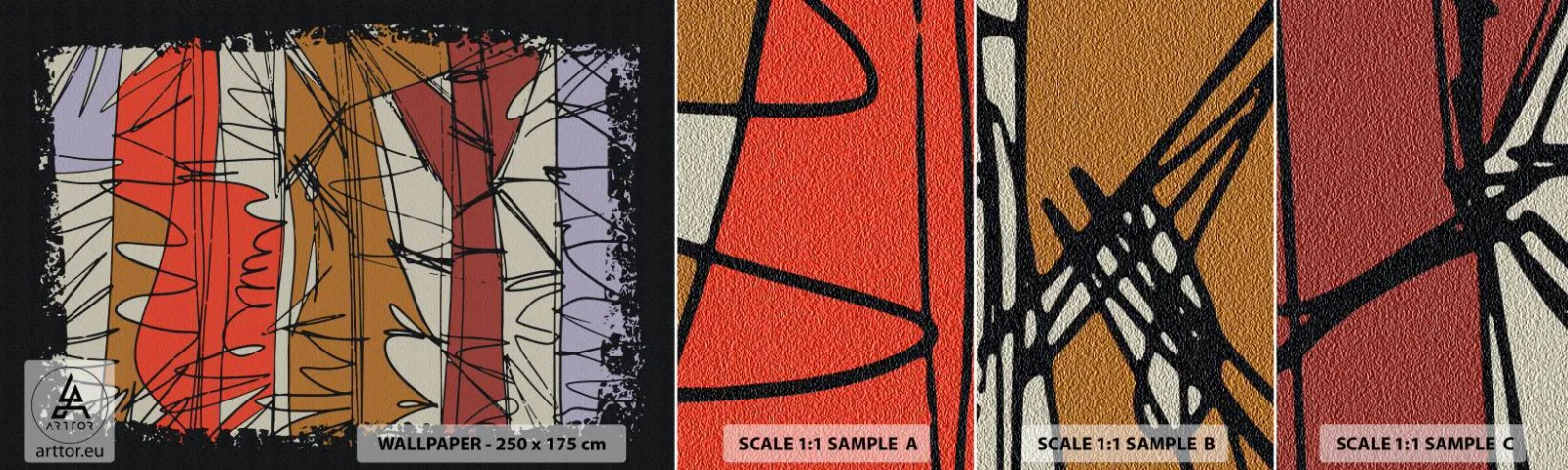 Fotótapéta Minta Standard Eco - Spontán kompozíció - Absztrakció, Darab, Firkák - 100x30 cm
