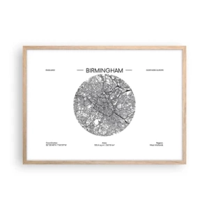 Poszter világos tölgy keretben - Birmingham anatómiája - 70x50 cm