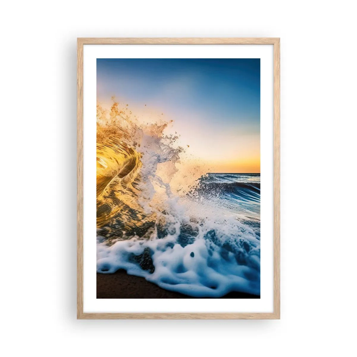 Poszter világos tölgy keretben - Játék a homokban - 50x70 cm