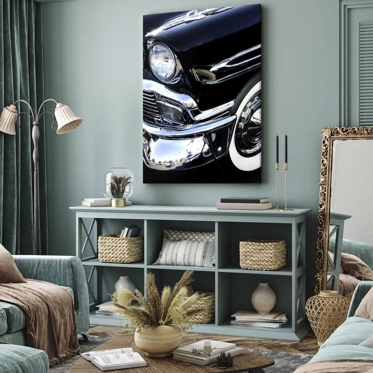 Vászonkép - Klasszika ezüst, fekete és fehér színben - 50x70 cm
