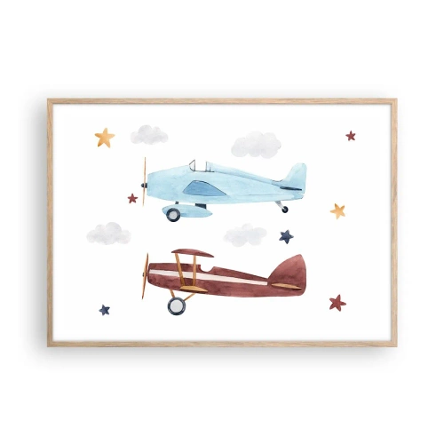 Poszter világos tölgy keretben - Pilóta, várunk! - 100x70 cm