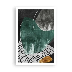 Poszter - Színes absztrakció aranypehellyel - 70x100 cm