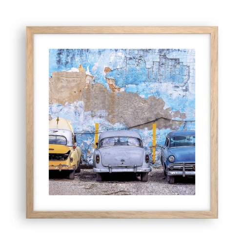 Poszter világos tölgy keretben - Veteránok találkozása - 40x40 cm