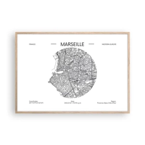 Poszter világos tölgy keretben - Marseille anatómiája - 100x70 cm