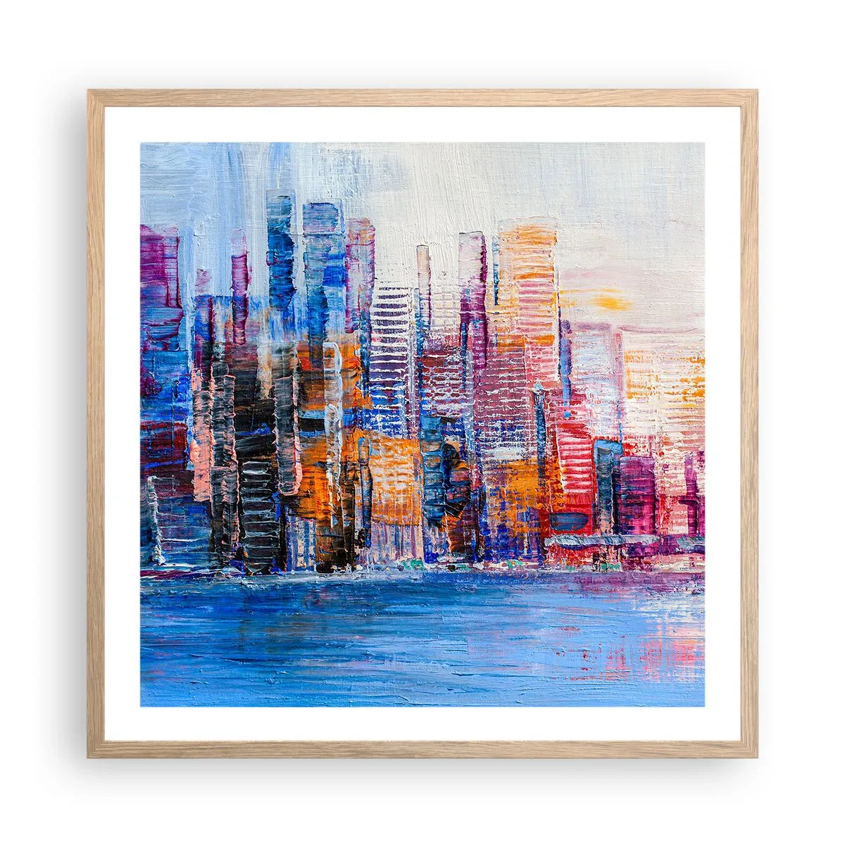 Poszter világos tölgy keretben - Egy vidám metropolisz - 60x60 cm