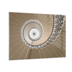 Üveg kép - Kilátás egy kagylóra emlékeztető csigalépcsőn felfelé - 70x50cm - Egy kagyló közepén - Modern fali dekoráció nappalihoz és hálószobához ARTTOR