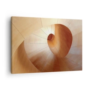 Vászonkép - Absztrakt spirál fa és világosbarna árnyalatokban - 70x50cm - Építészeti szerpentin - Modern fali dekoráció nappalihoz és hálószobához ARTTOR