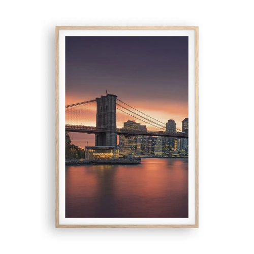 Poszter világos tölgy keretben - Lila csendbe merülve - 70x100 cm