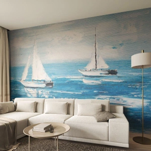 Fotótapéta Premium Sand - Egy barátoddal az oldaladon - Tájkép, Vitorlások, Tengeri - 100x70 cm