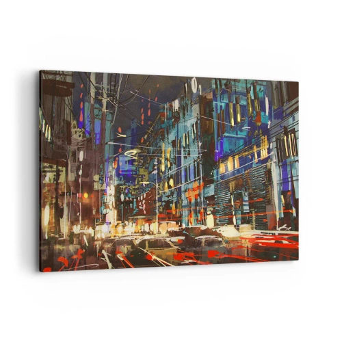 Vászonkép - Esti utcai nyüzsgés - 120x80 cm