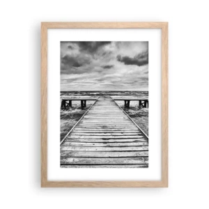 Poszter világos tölgy keretben - Várom, hogy elűzze a szél... - 30x40 cm