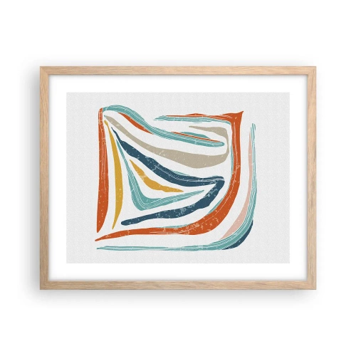 Poszter világos tölgy keretben - Barátságosan mosolygó absztrakció - 50x40 cm